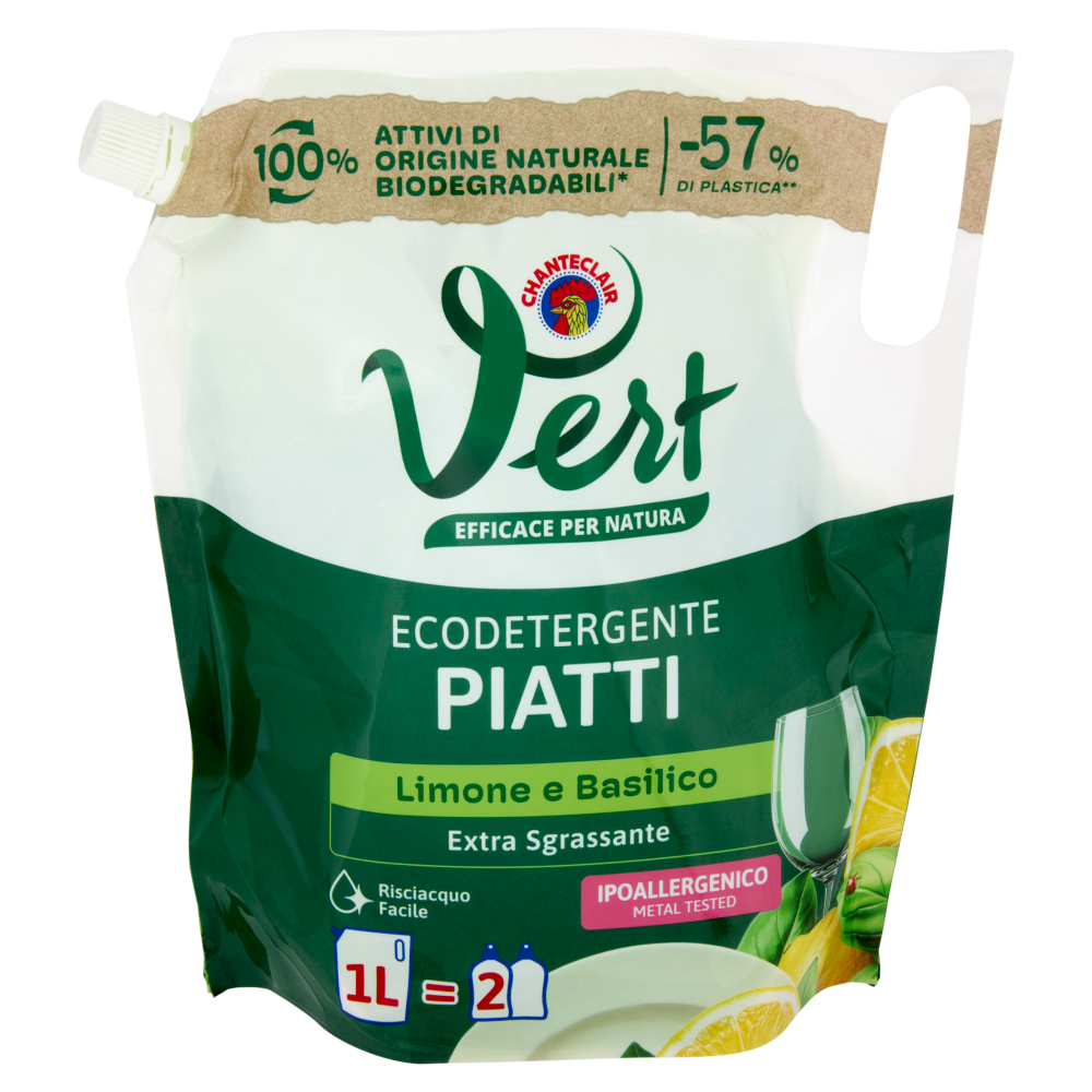 Vert di Chanteclair Ecodetergente Piatti Limone e Basilico 1000 ml