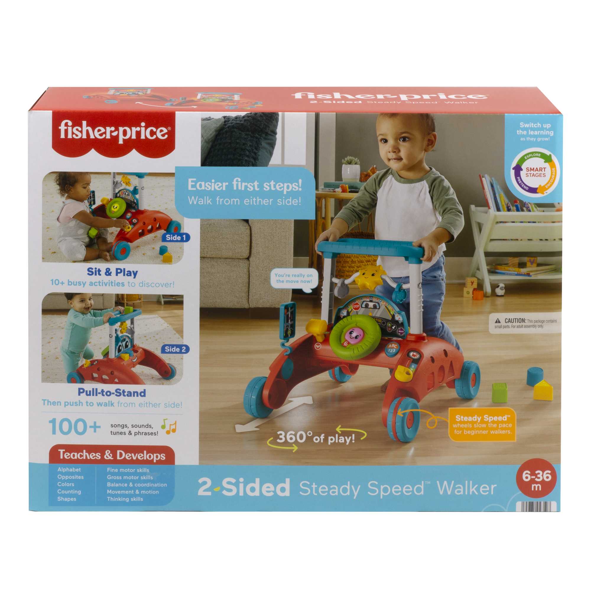 Fisher-Price Primi Passi al Volante, Edizione multilingue, giocattolo ispirato a una macchina che incoraggia i bambini a camminare, Giocattolo per bambini 6+ mesi