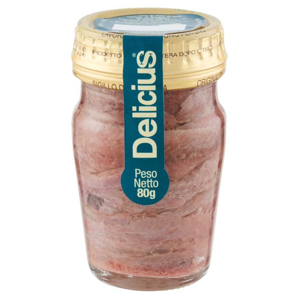 Delicius Filetti di Alici del Canale di Sicilia in olio di oliva (46%) 80 g