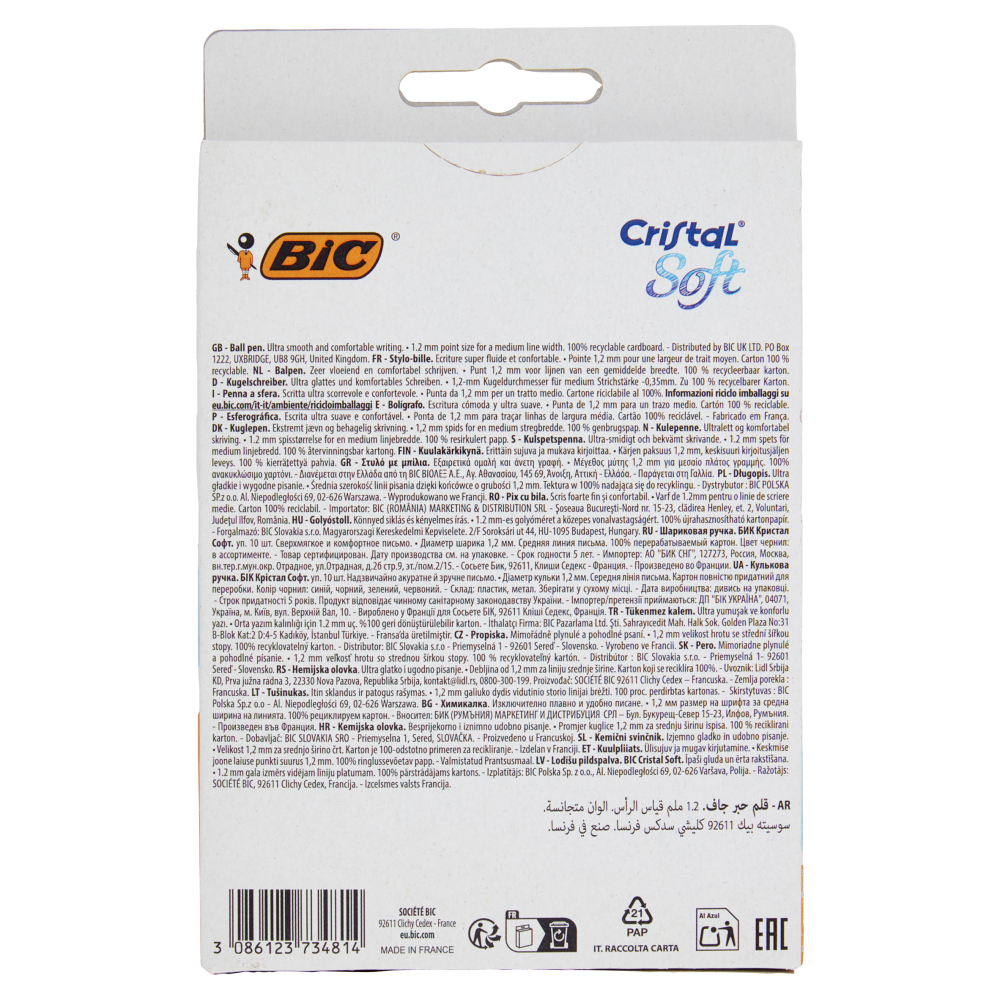 Bic Cristal Soft Penna a sfera 1.2mm 10 pz