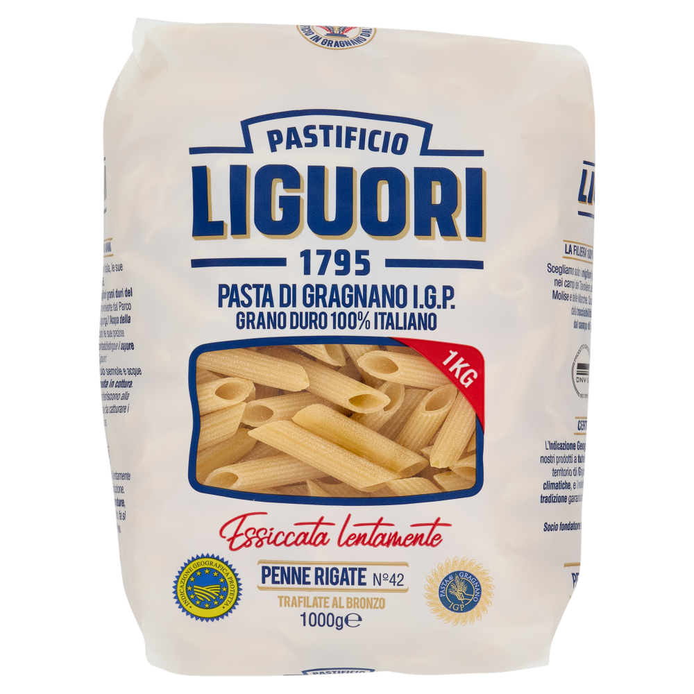 Pastificio Liguori Pasta di Gragnano I.G.P. Penne Rigate N&deg;42 1000 g