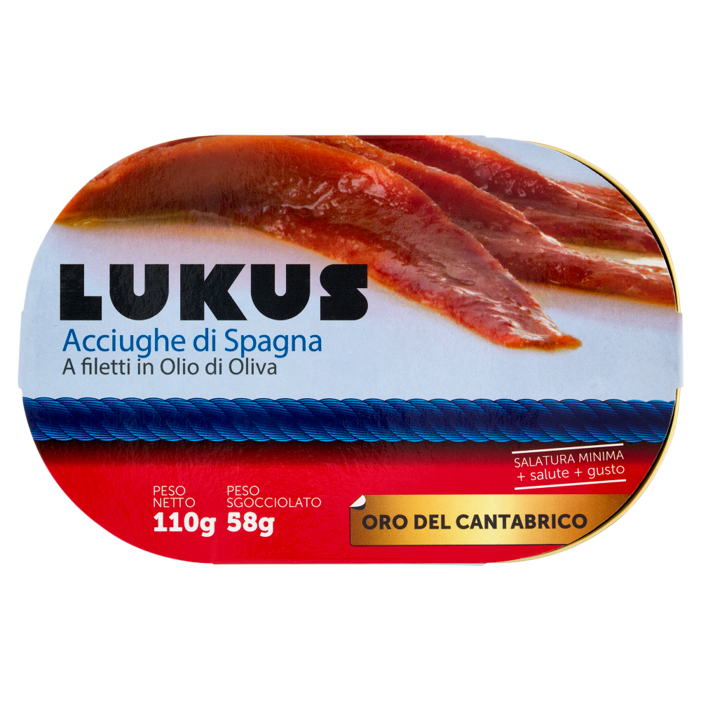 Lukus Acciughe di Spagna a Filetti in Olio di Oliva 110 g