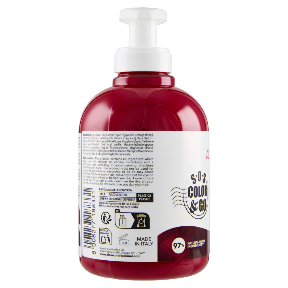Alama Professional S.O.S. Color & Go Maschera nutriente e colorante Rosso 300 ml