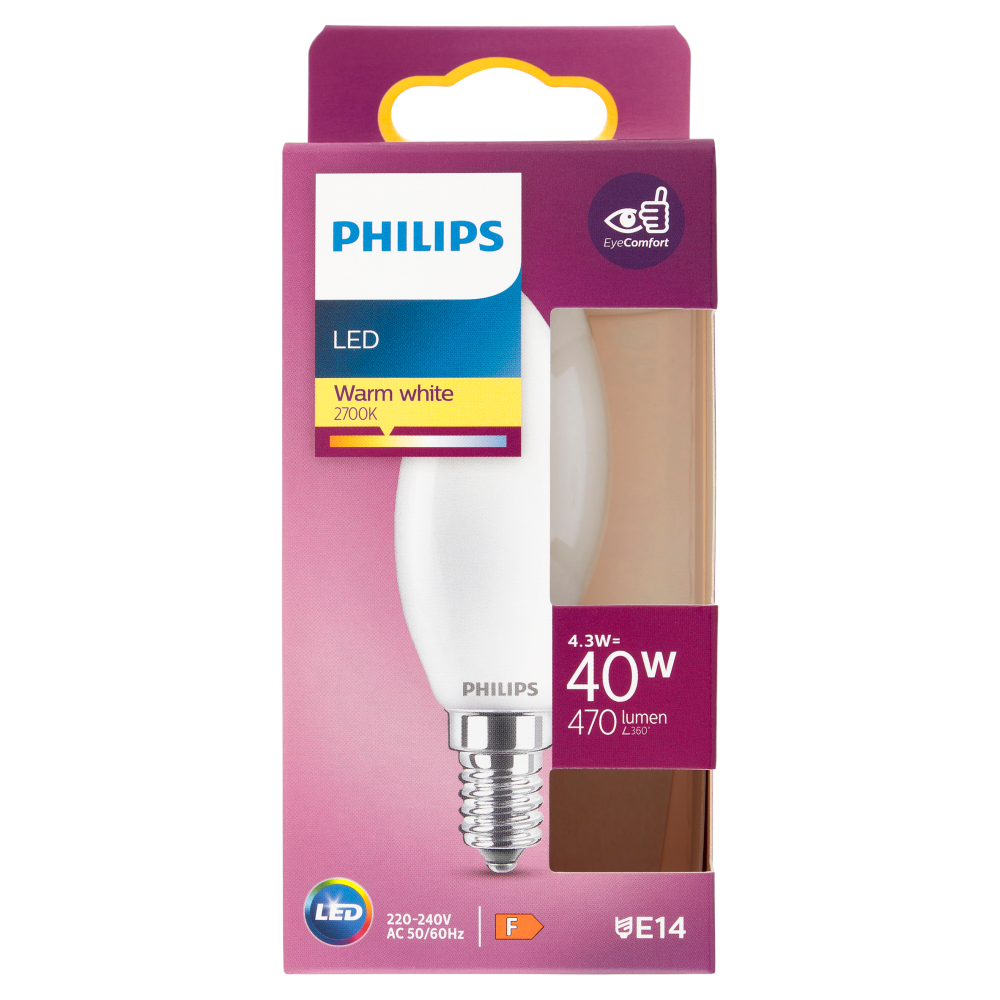 Philips Led candela vetro 40W E14 2700K
