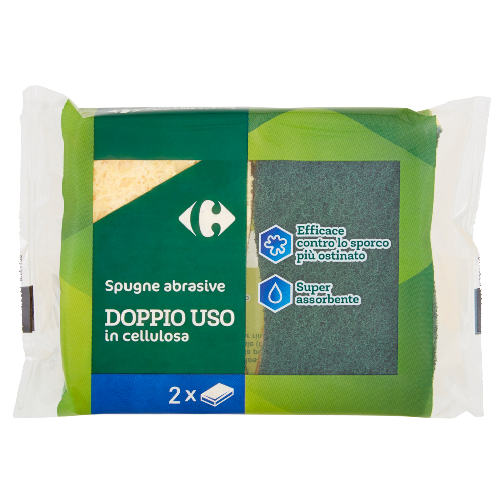 Carrefour Spugne abrasive Doppio Uso in cellulosa 2 pz
