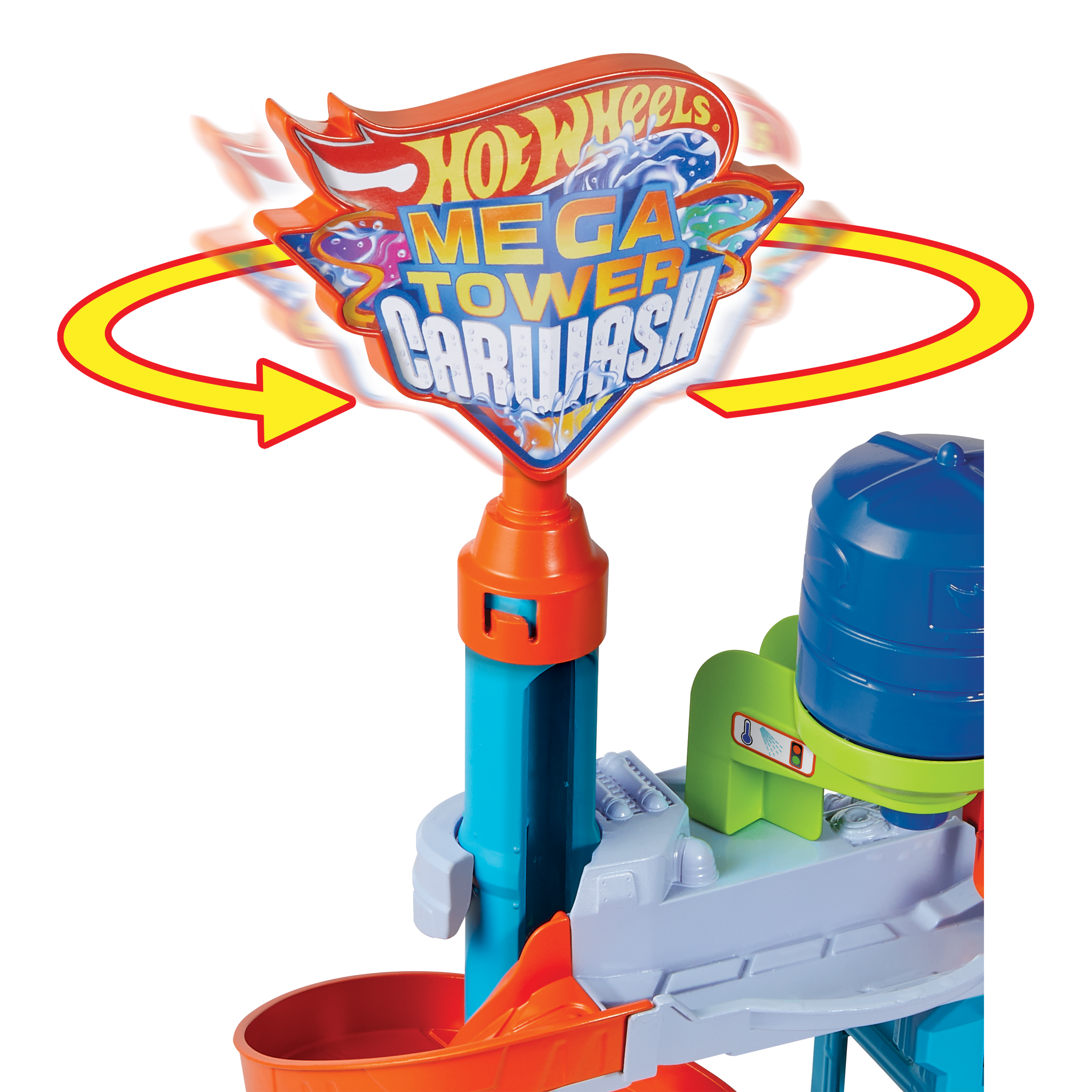 Hot Wheels City Mega Torre Autolavaggio, include 1 macchinina Color Shifters e pratici serbatoi per acqua, si collega ad altri set, giocattolo per bambini 4+ Anni