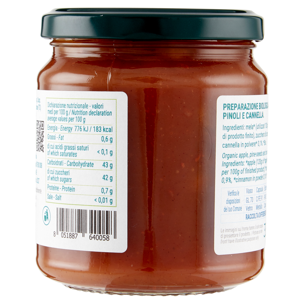 Bio Pi&ugrave; Mele, Pinoli e Cannella 350 g