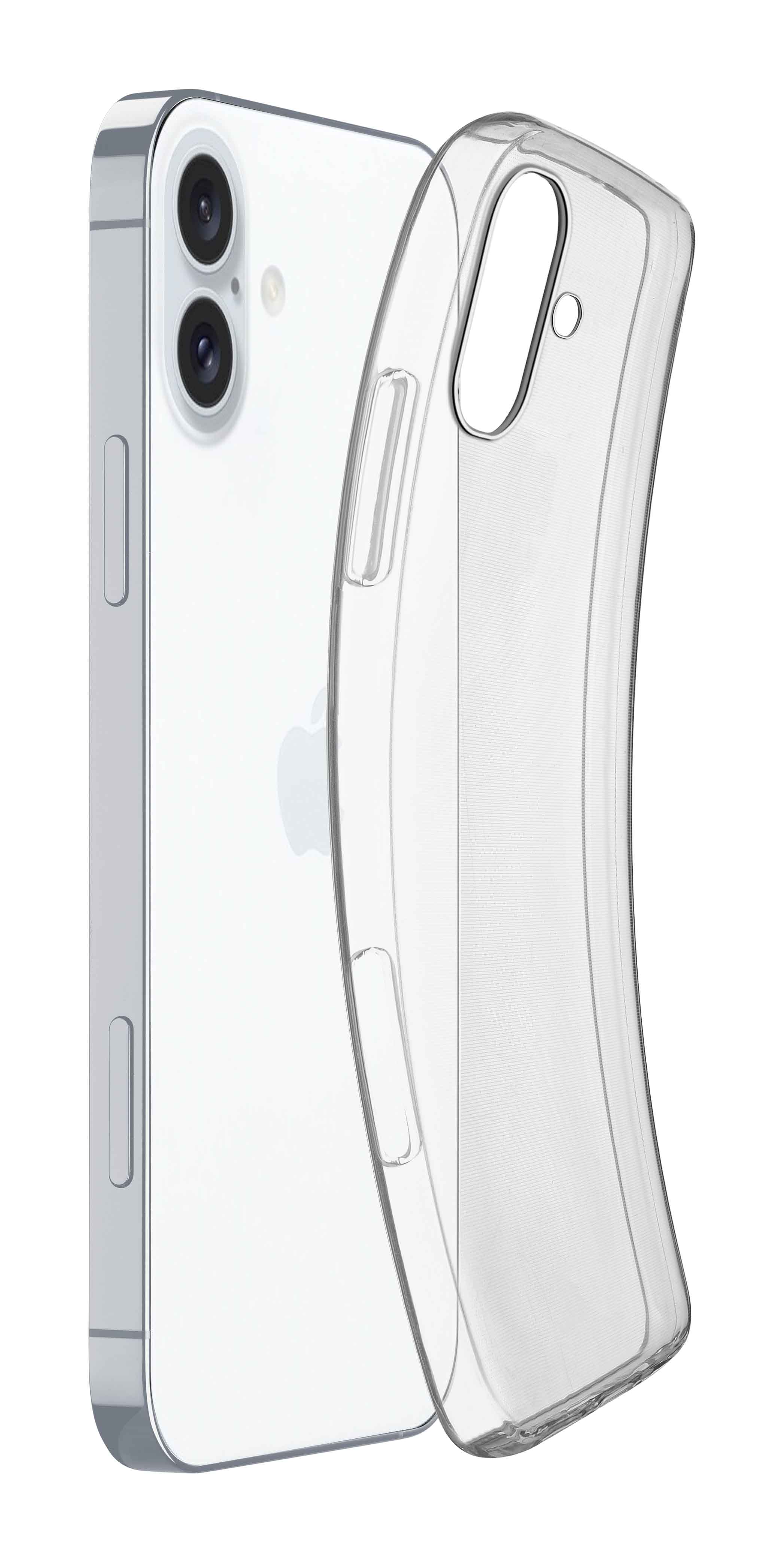 Cellularline Fine - iPhone 16 Cover in gomma morbida ultra sottile e trasparente