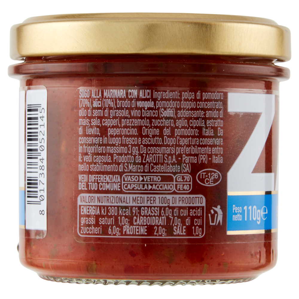 Zarotti S&igrave; Chef Sugo alla Marinara con Alici 110 g