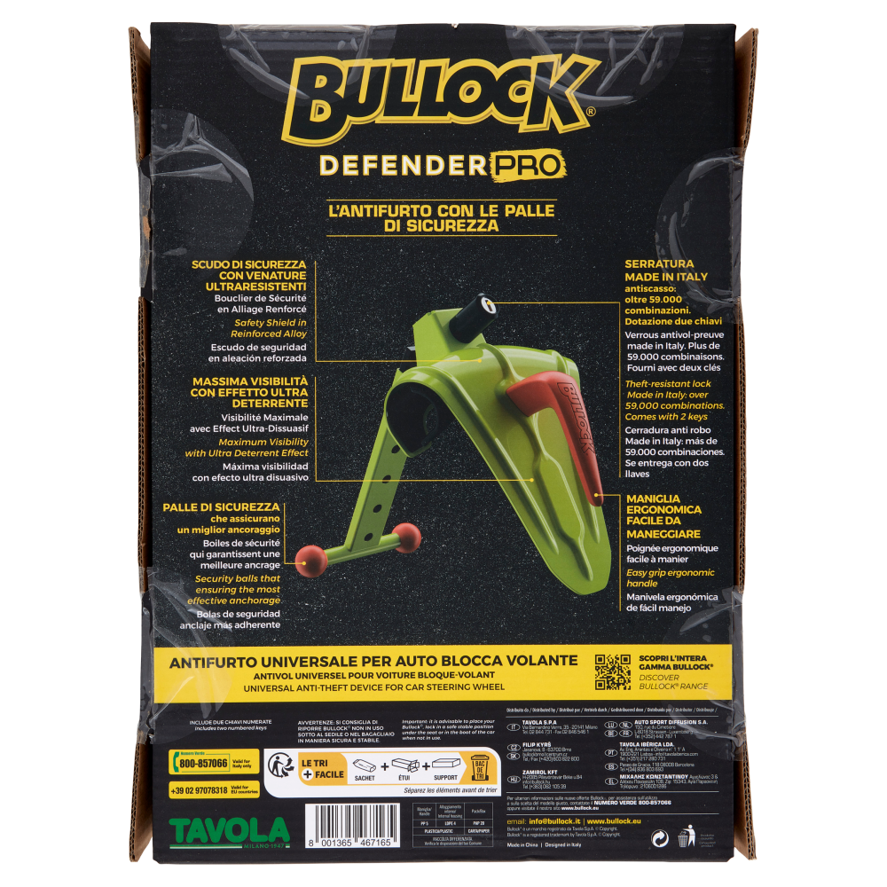 Bullock Defender Pro Antifurto Universale per Auto Blocca Volante