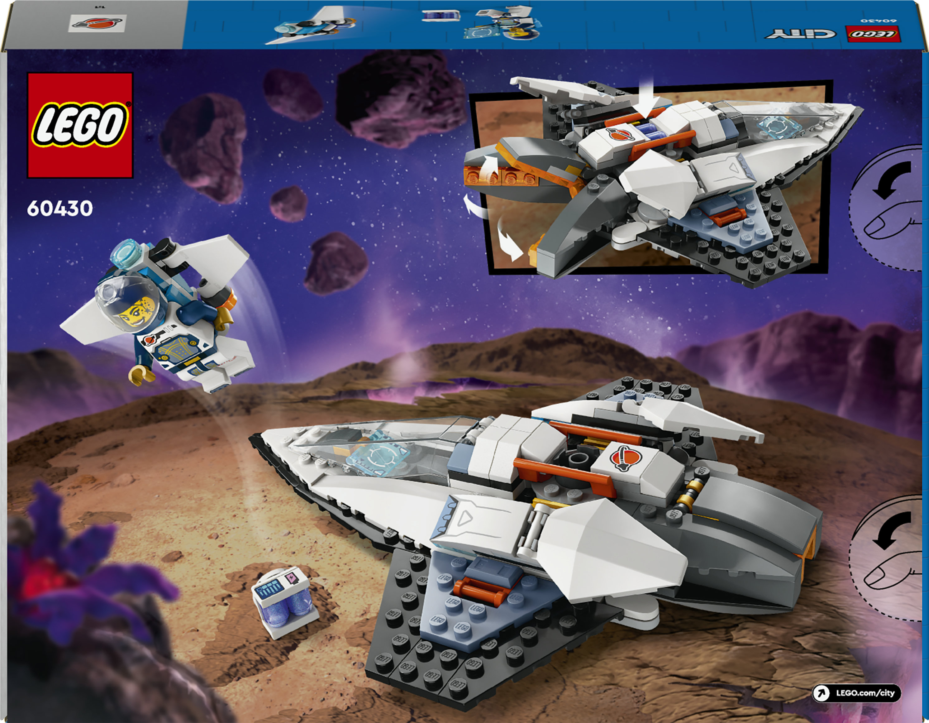 LEGO City 60430 Astronave Interstellare, Giocattolo, Gioco Spaziale per Bambini 6+ Anni con Navicella, Minifigure e Drone Robot