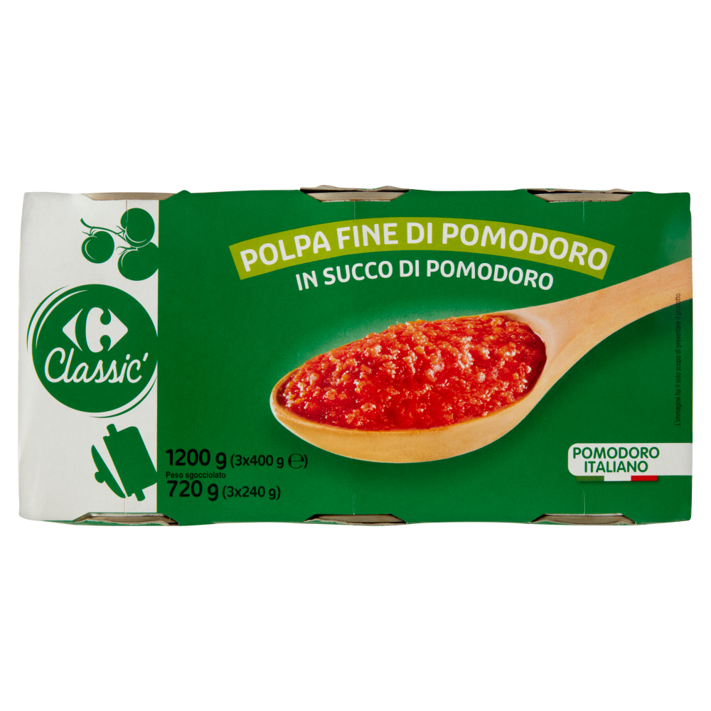 Carrefour Classic Polpa Fine di Pomodoro in Succo di Pomodoro 3 x 400 g