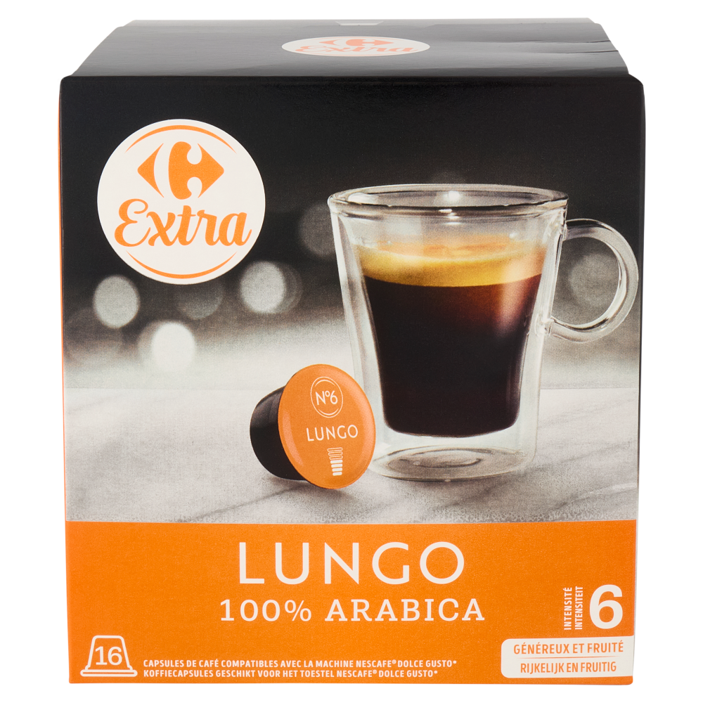 Carrefour Extra Lungo 100% Arabica Capsule 16 x 6,2 g