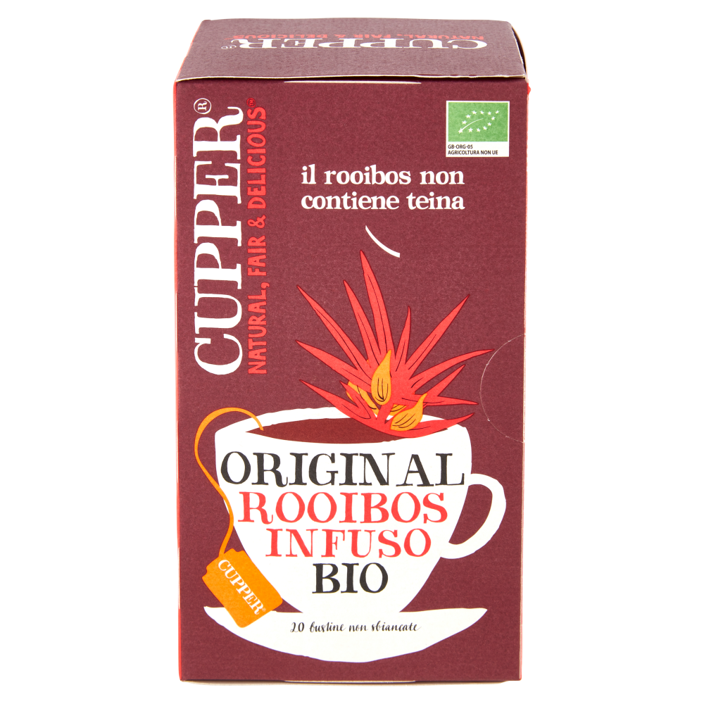 CUPPER Infuso Biologico Rooibos, Antiossidante, Senza Teina, Senza Caffeina, 20 Bustine 40 g