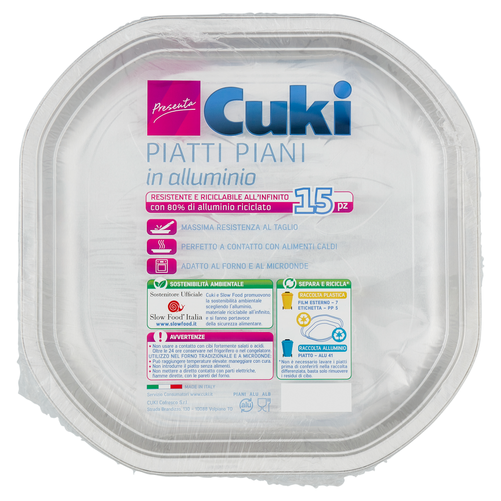 Cuki Presenta Piatti Piani in alluminio 15 pz