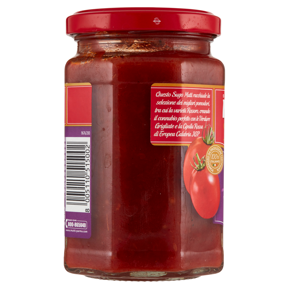 Mutti Sugo con Pomodoro Rossoro, Verdure Grigliate e con Cipolla Rossa di Tropea Calabria IGP 280 g