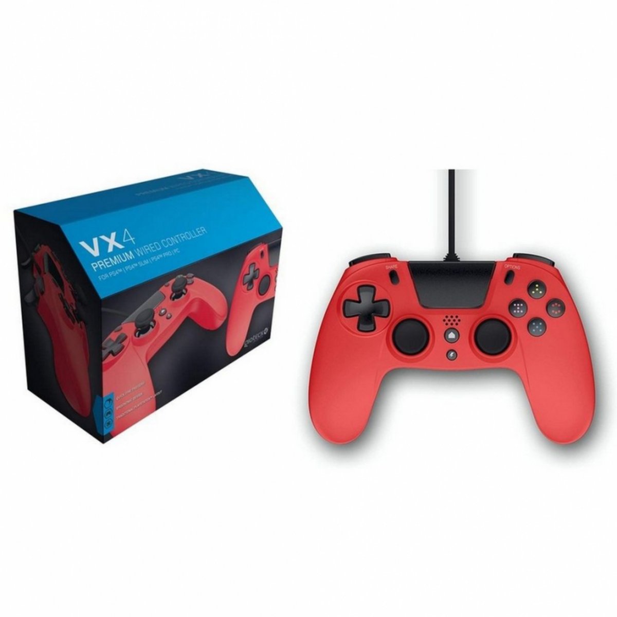 Gioteck VX4 Rosso USB Gamepad Analogico/Digitale PC, PlayStation 4
