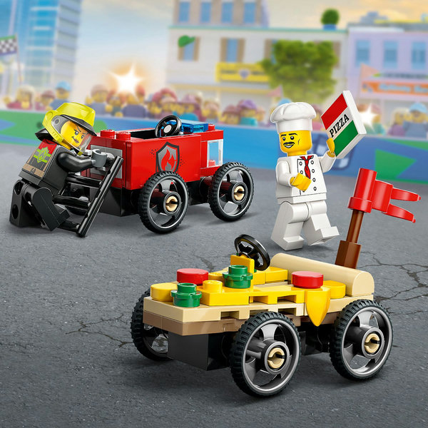 LEGO City Pack veicoli da corsa: pizzaiolo contro pompiere