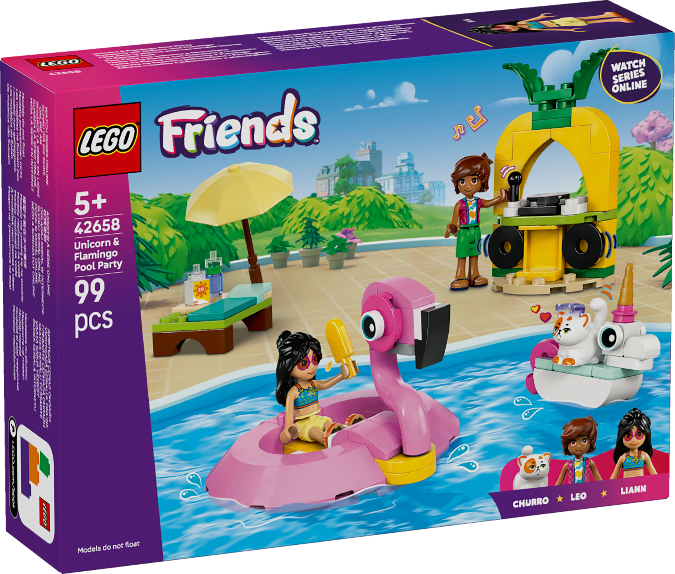 LEGO Friends Pool Party con unicorno e fenicottero