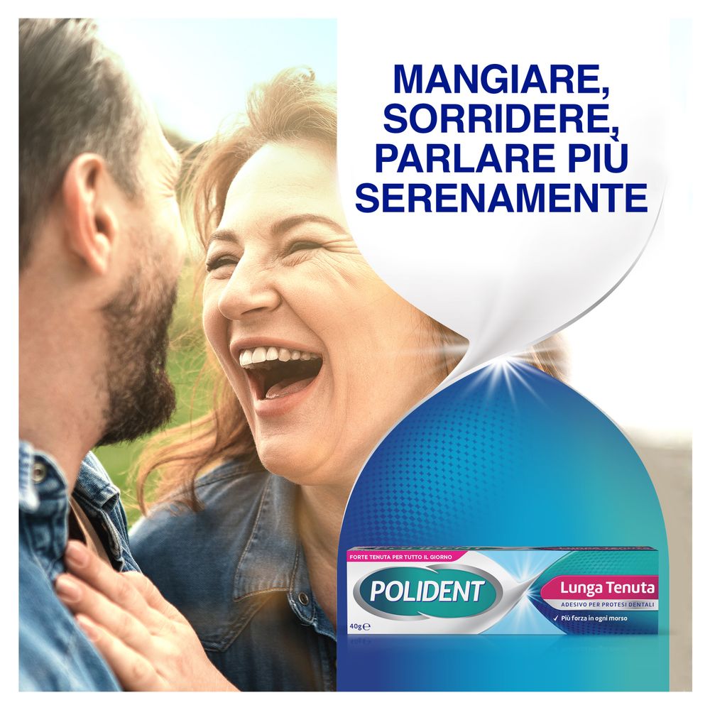  Polident Lunga Tenuta Adesivo per Protesi Dentiera, fino a 12 ore, 40gr