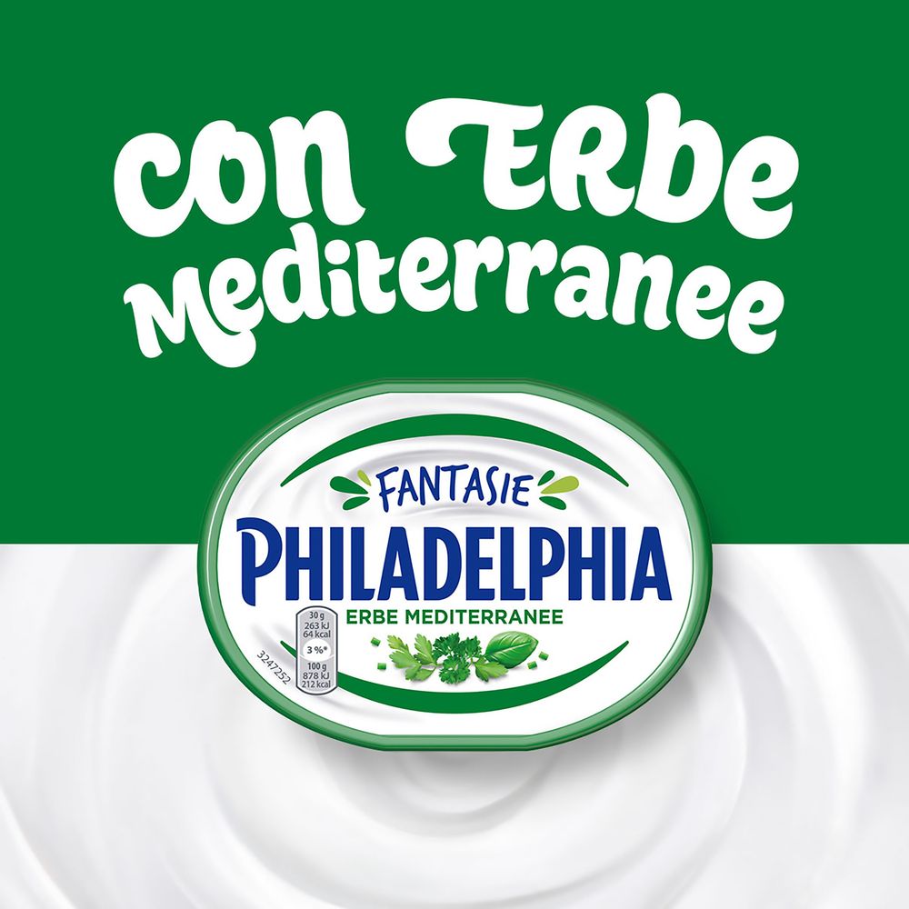 Philadelphia Fantasie&nbsp;alle Erbe Mediterranee Latticino Fresco e Cremoso Vaschetta 150g