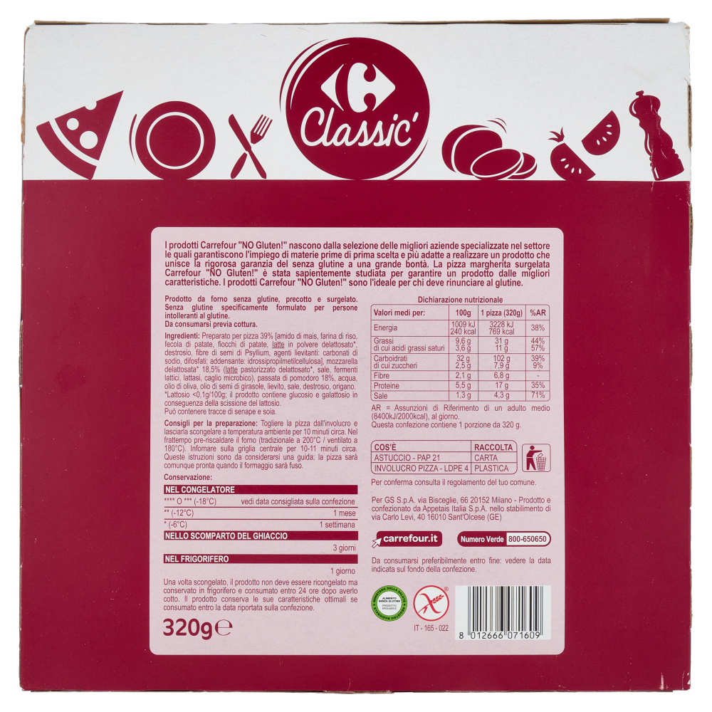 Carrefour Classic Pizza Margherita No Gluten!* 320 g