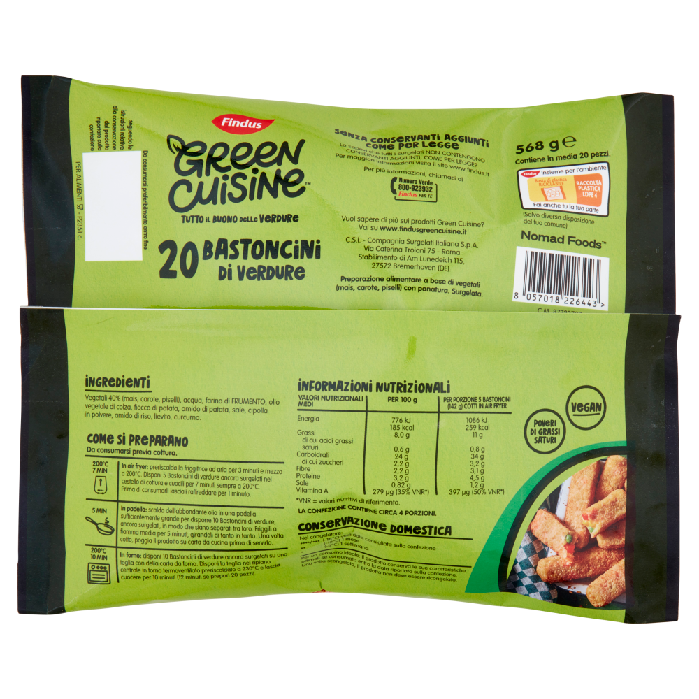 Findus Green Cuisine 20 Bastoncini di Verdure 568 g