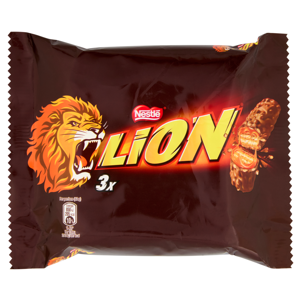 LION Wafer con Caramello e Cereali ricoperto di Cioccolato al Latte 3 Snack da 42g