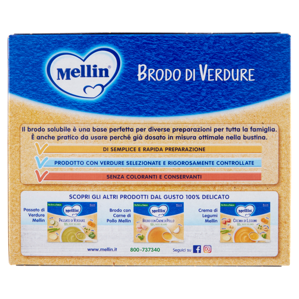 MELLIN Brodo di Verdure (10 bustine monodose da 8g) 80 g