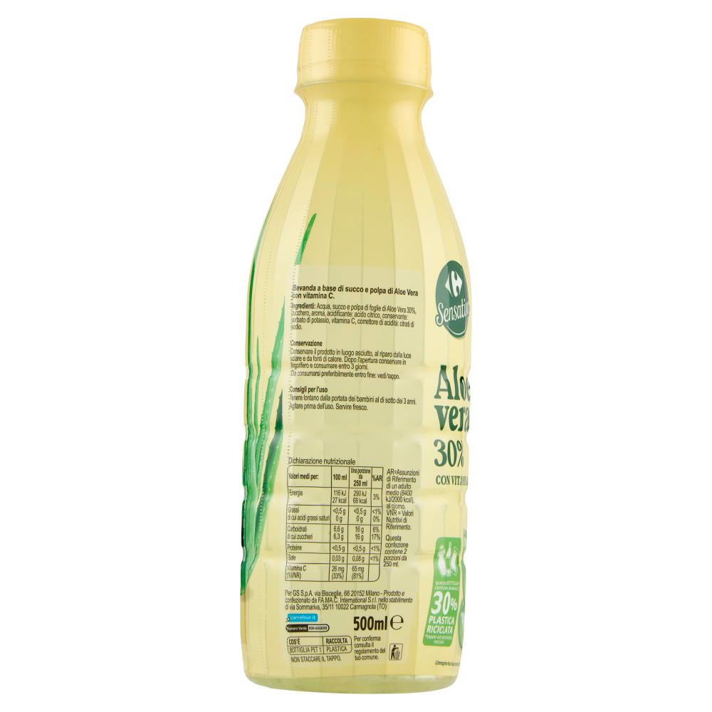 Carrefour Sensation Aloe Vera 30% con Vitamina C 500 ml