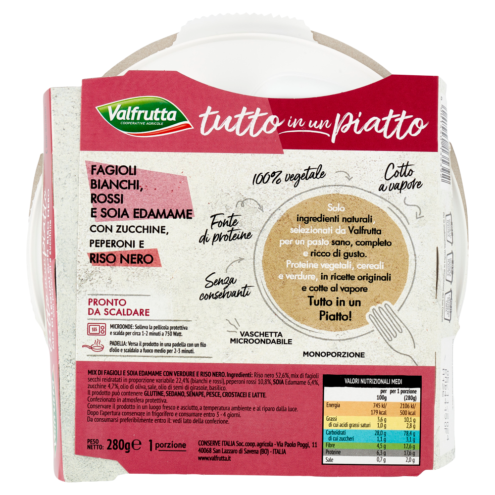 Valfrutta tutto in un piatto Mix di Legumi con Riso Nero con peperoni e zucchine 280 g