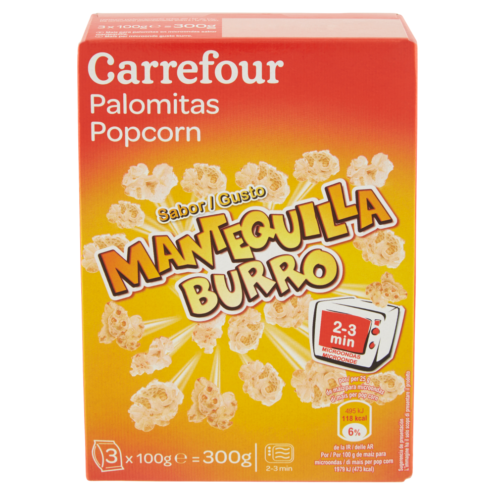Carrefour Popcorn Gusto Burro 3 x 100 g