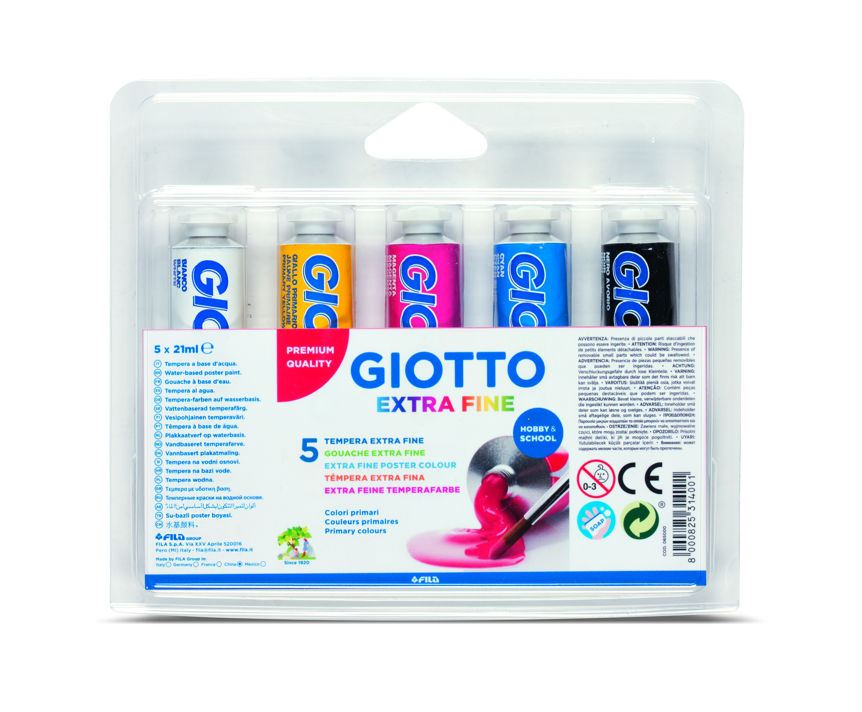 Giotto 5 Tempere Colori Primari 21 ml