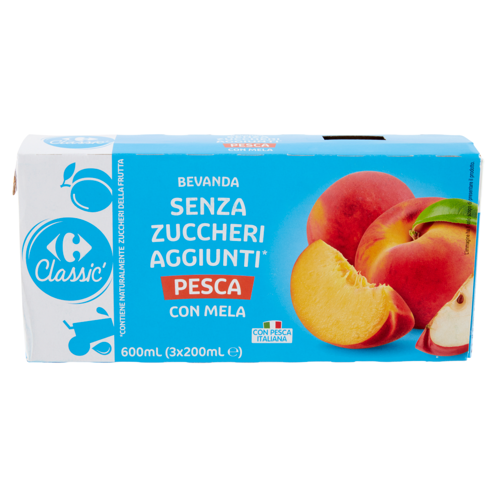 Carrefour Classic Bevanda Senza Zuccheri Aggiunti* Pesca con Mela 3 x 200 ml
