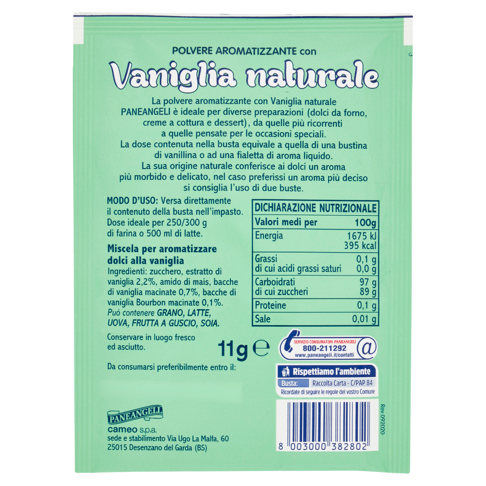 PANEANGELI Polvere Aromatizzante con Vaniglia naturale 11 g