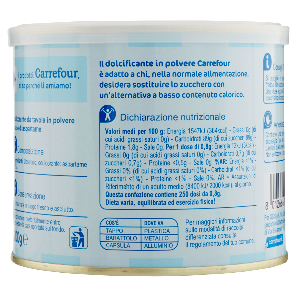 Carrefour Dolcificante Ipocalorico in Polvere 200 g