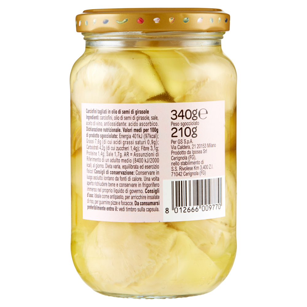 Carrefour Sottolio Carciofini Tagliati in olio di semi di girasole 340 g