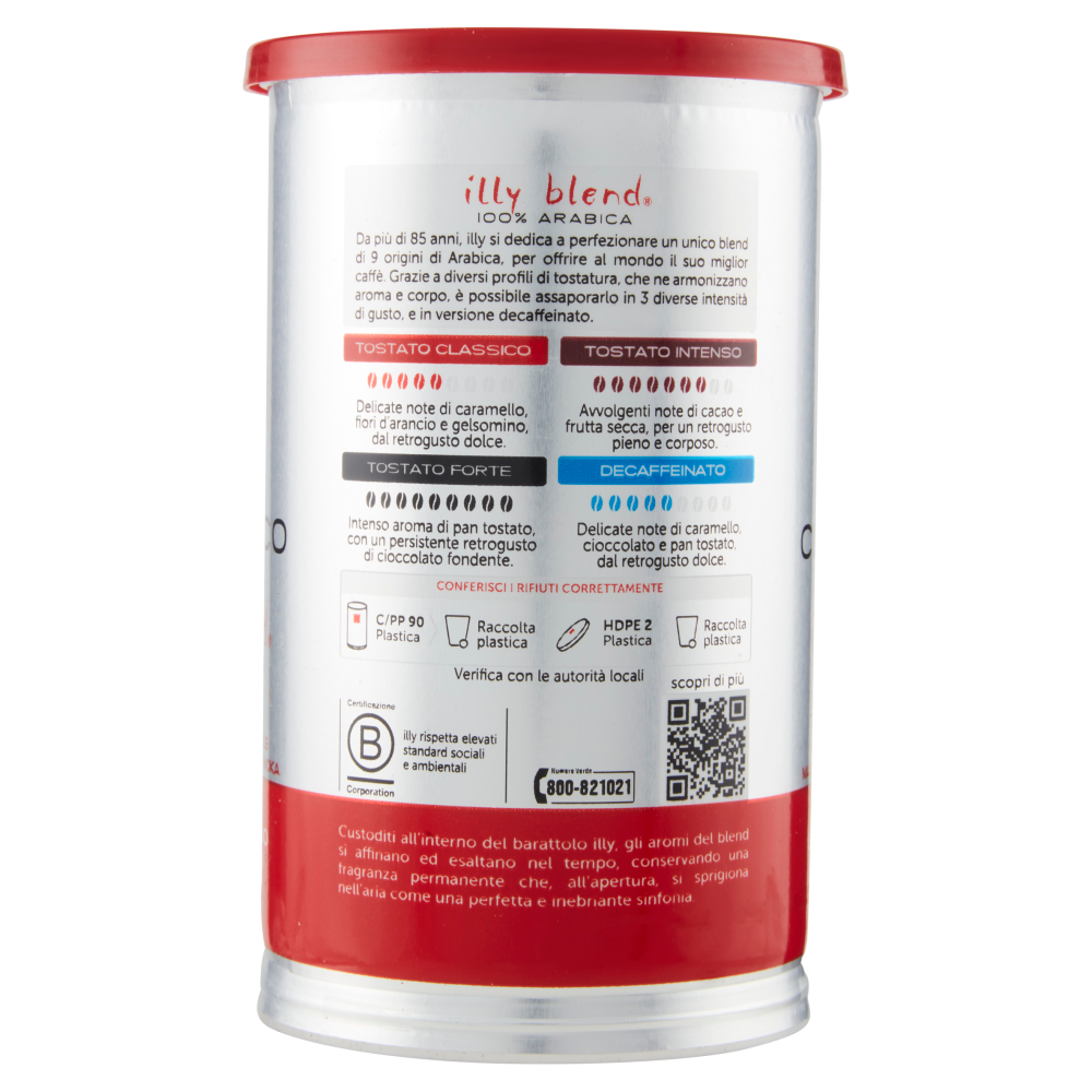 illy Tostato Classico Caffè Macinato Ideale per Moka 185 g