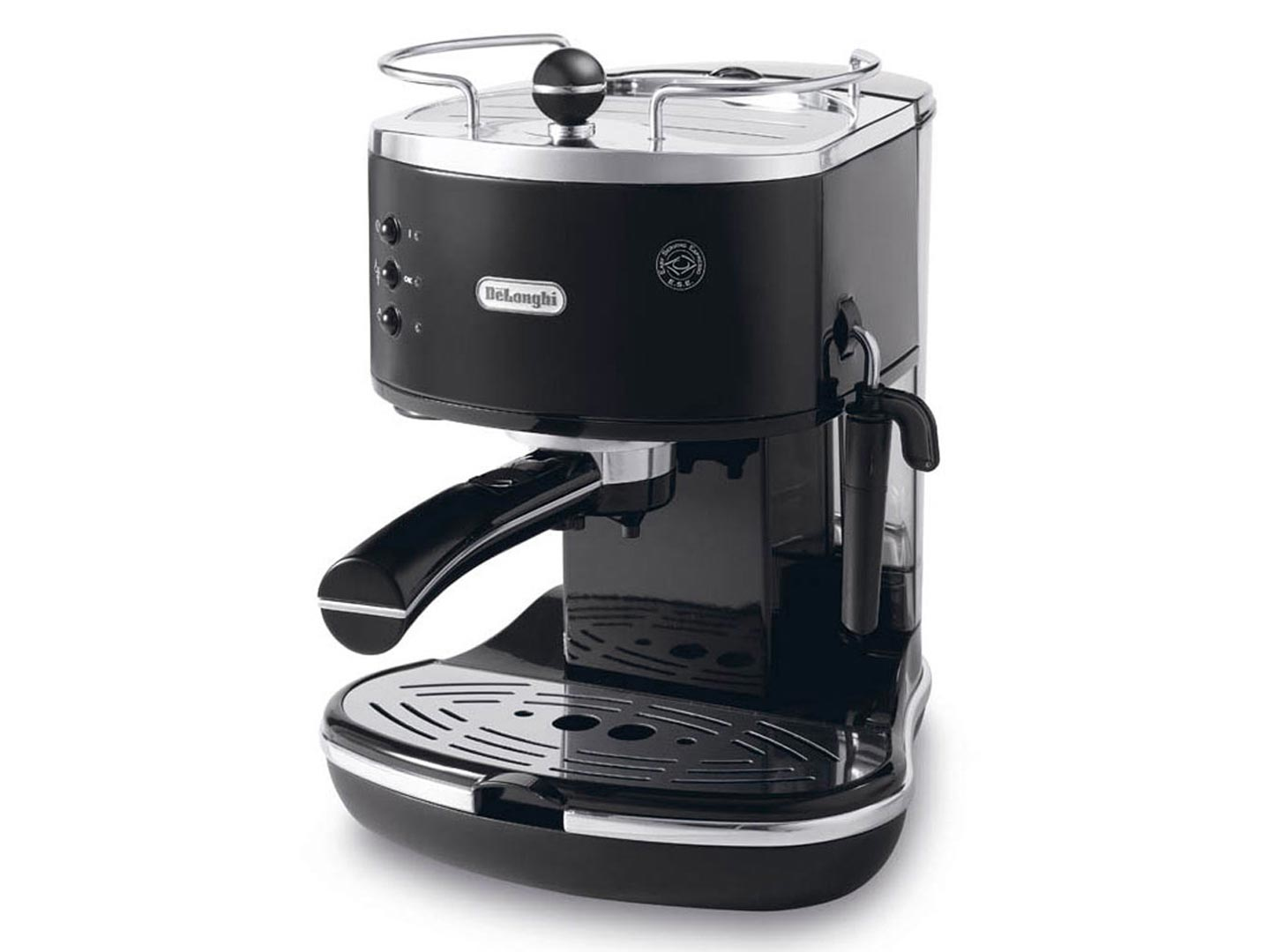 De&rsquo;Longhi ICONA ECO311.BK Macchina da Caff&egrave; Manuale Espresso e Cappuccino, Compatibile con Polvere o Cialde E.S.E., Spegnimento Automatico, Serbatoio Estraibile da 1.4L, Potenza 1100W, Nero