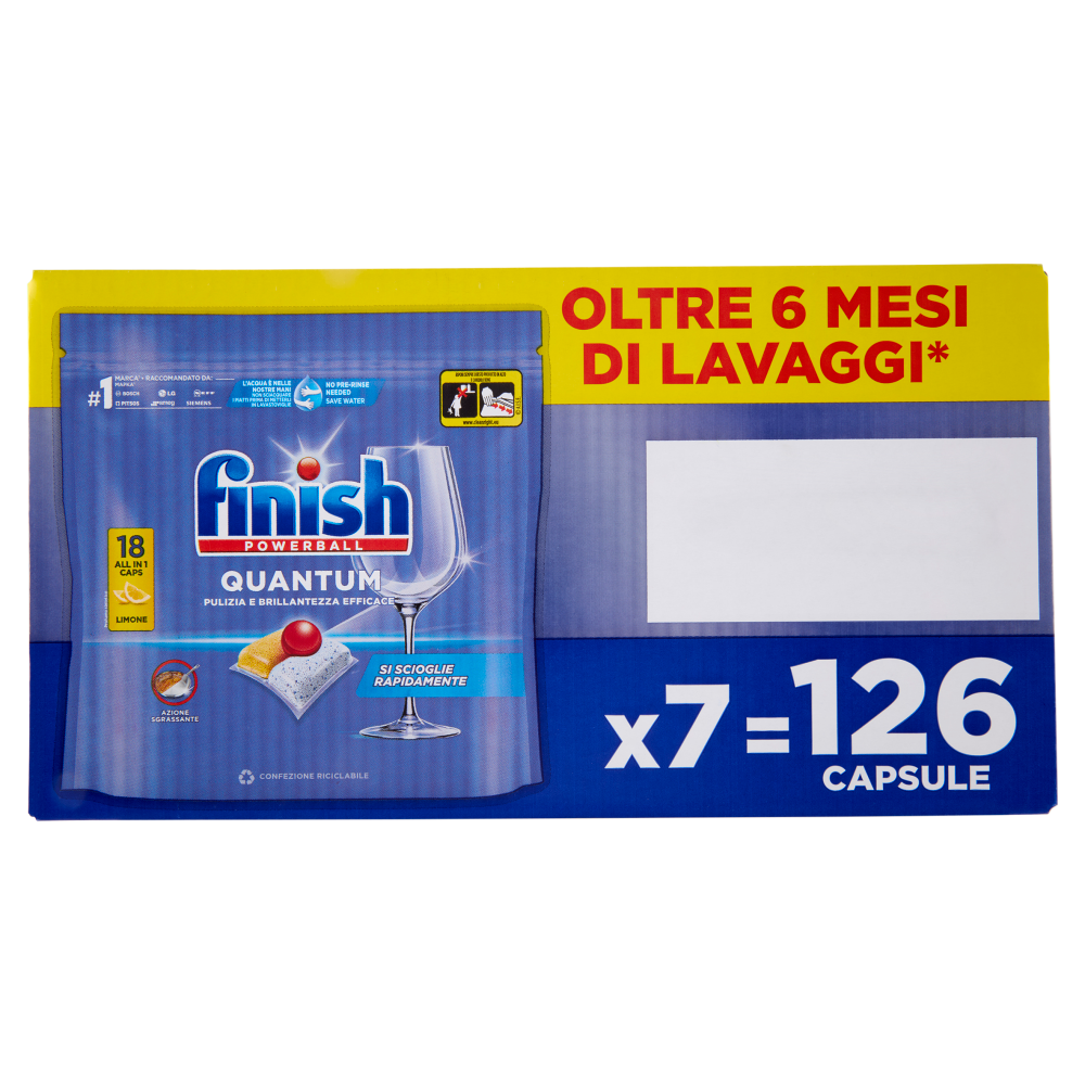 Finish Quantum Limone pastiglie lavastoviglie 126 lavaggi 1310,4 g