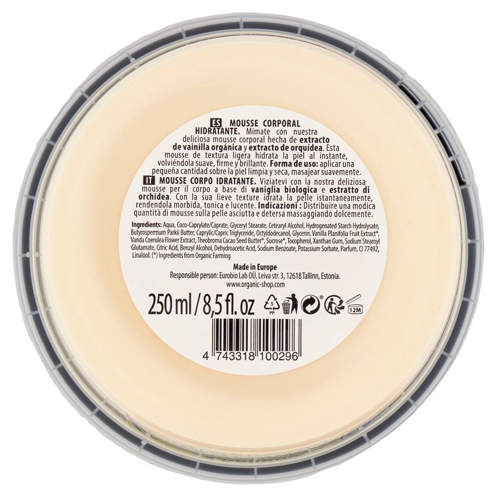 organic shop Mousse Corpo Idratante Vanilla & Orquidea 250 ml