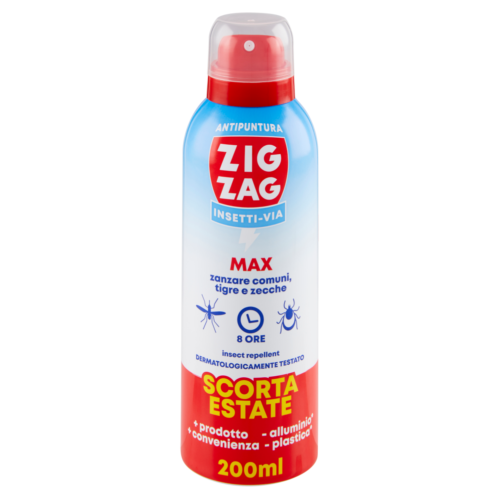 Zig Zag Insetti-Via Antipuntura Max zanzare comuni, tigre e zecche 200 ml