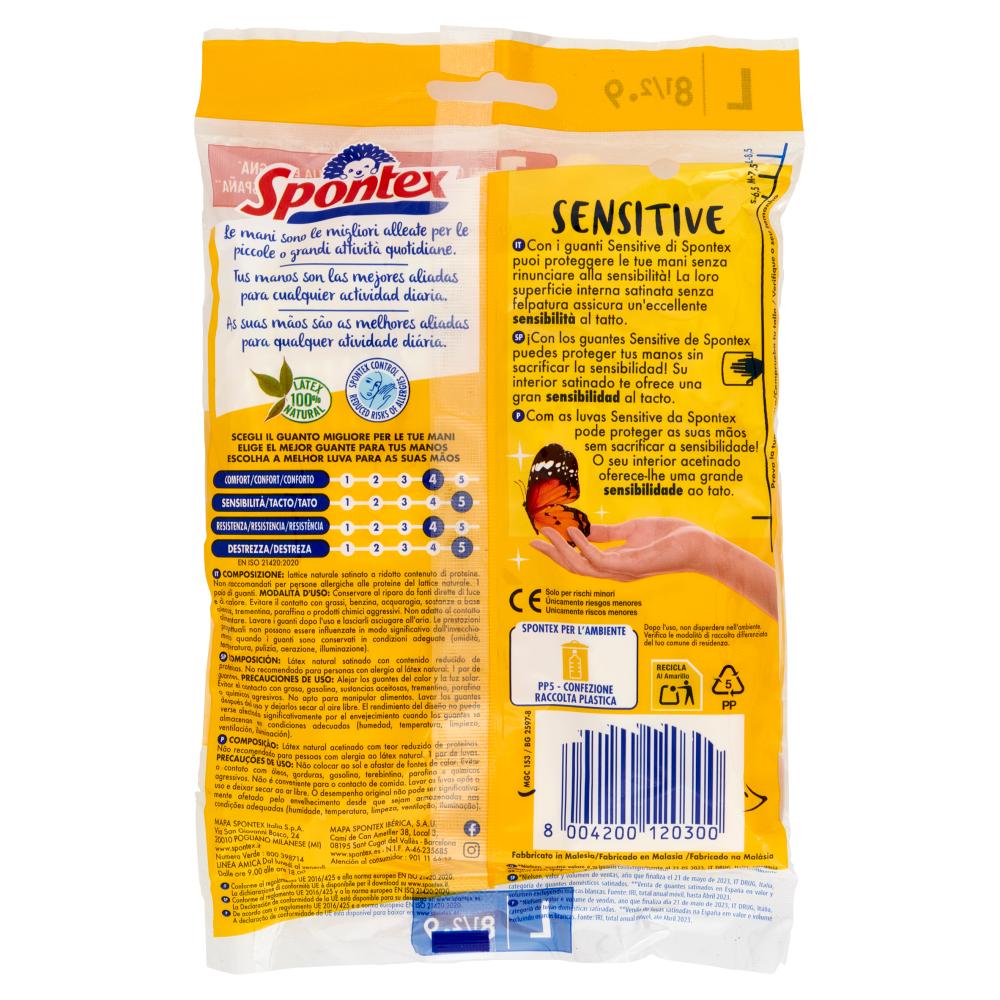 Spontex Guanti Casalinghi Sensitive Taglia L