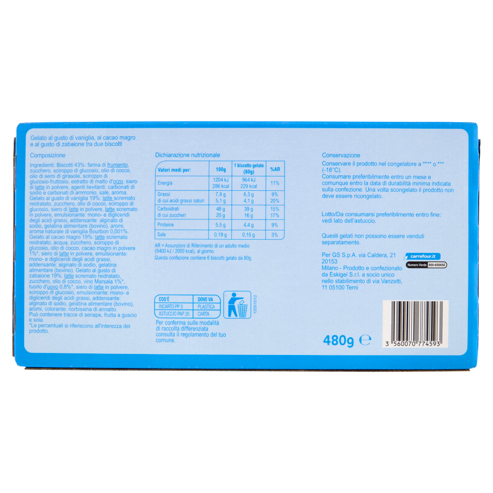 Carrefour Classic Maxi Biscotto 3 Gusti 6 x 480 g