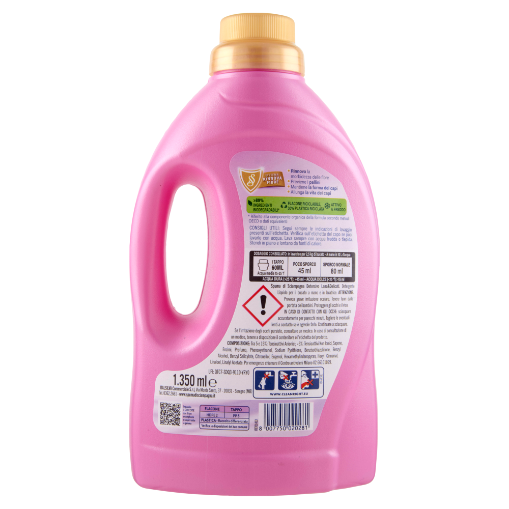Spuma di Sciampagna Detersivo Lana & Delicati 1350 ml