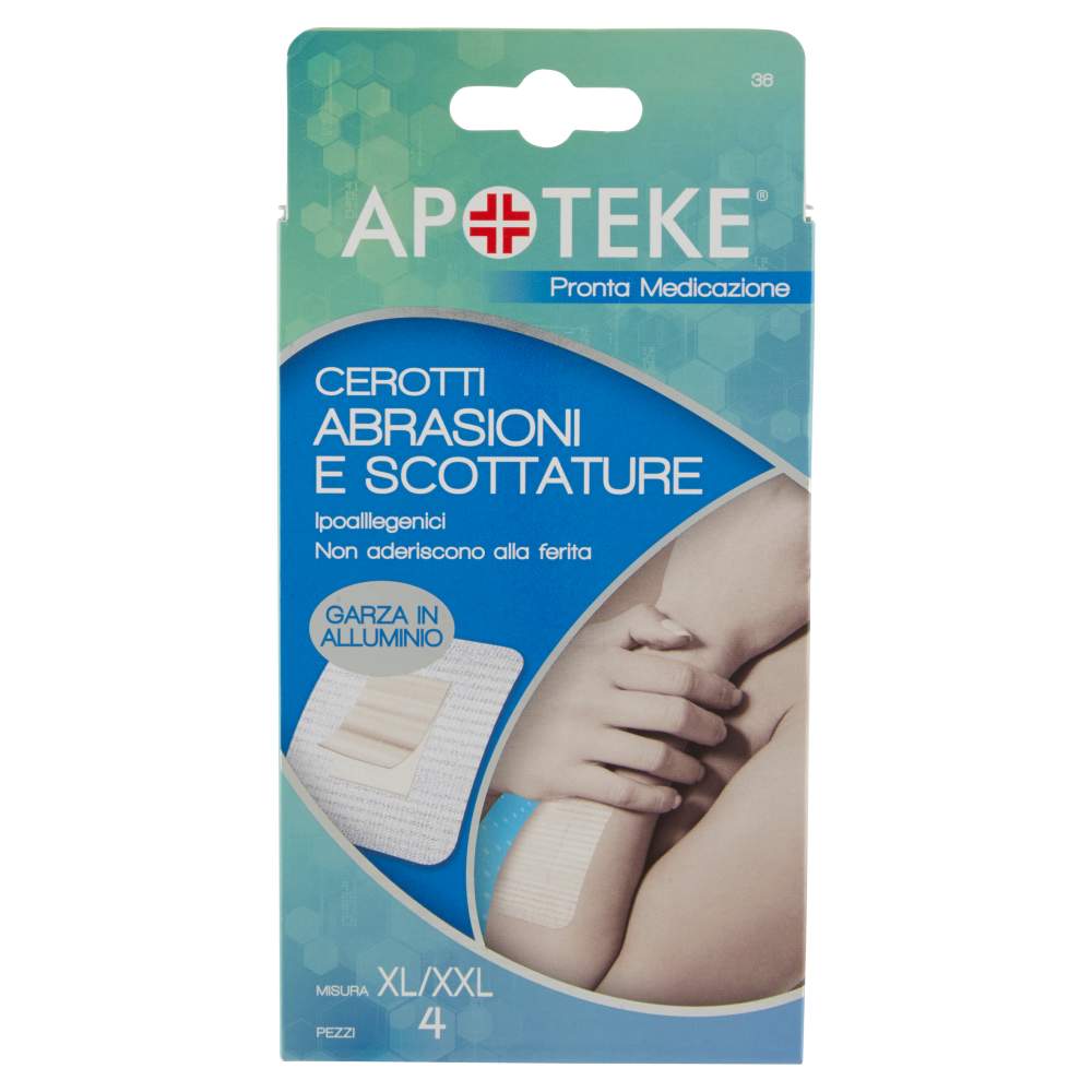 Apoteke Pronta Medicazione Cerotti Abrasioni e Scottature Misura XL/XXL 4 pz