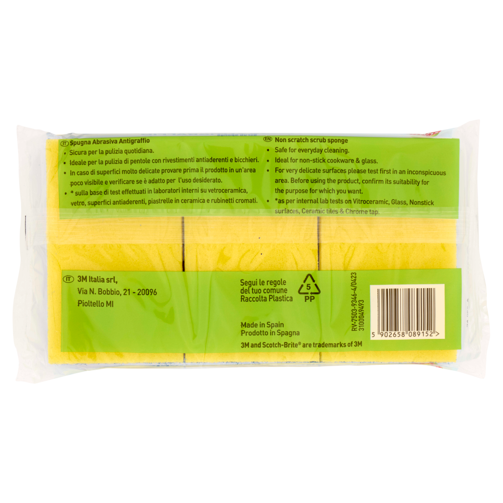 Scotch-Brite&reg; Spugna abrasiva delicata antigraffio, 2 pezzi per confezione + 1 gratis**
