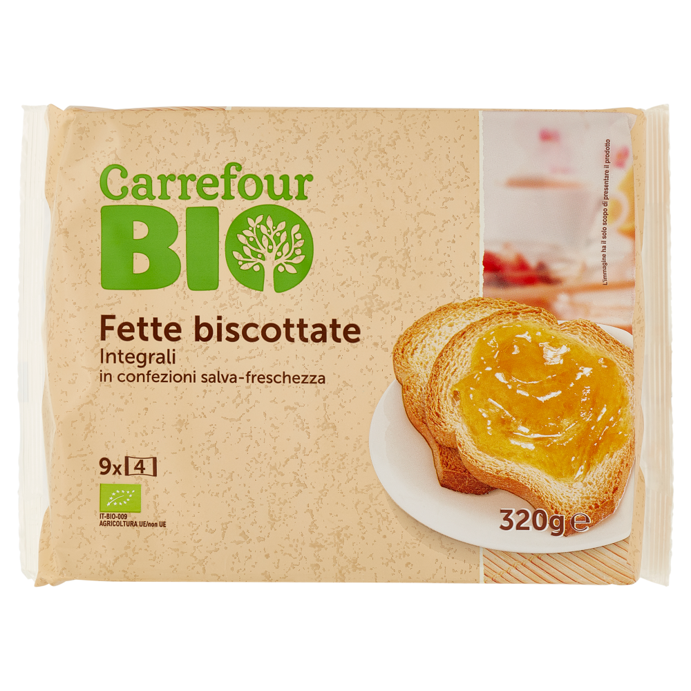 Carrefour Bio Fette Biscottate Integrali 9 Monoporzioni 320 g
