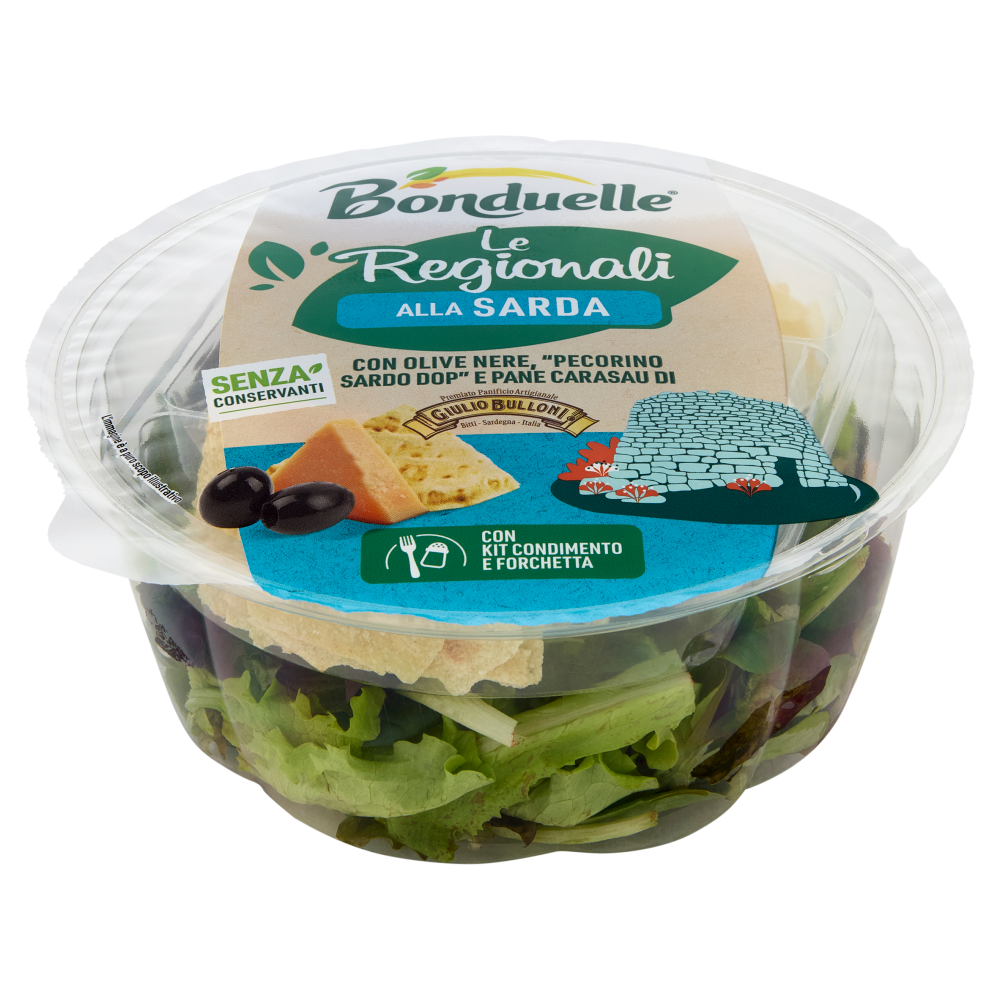 Bonduelle Le Regionali alla Sarda con Olive Nere, "Pecorino Sardo DOP" e Pane Carasau 130 g