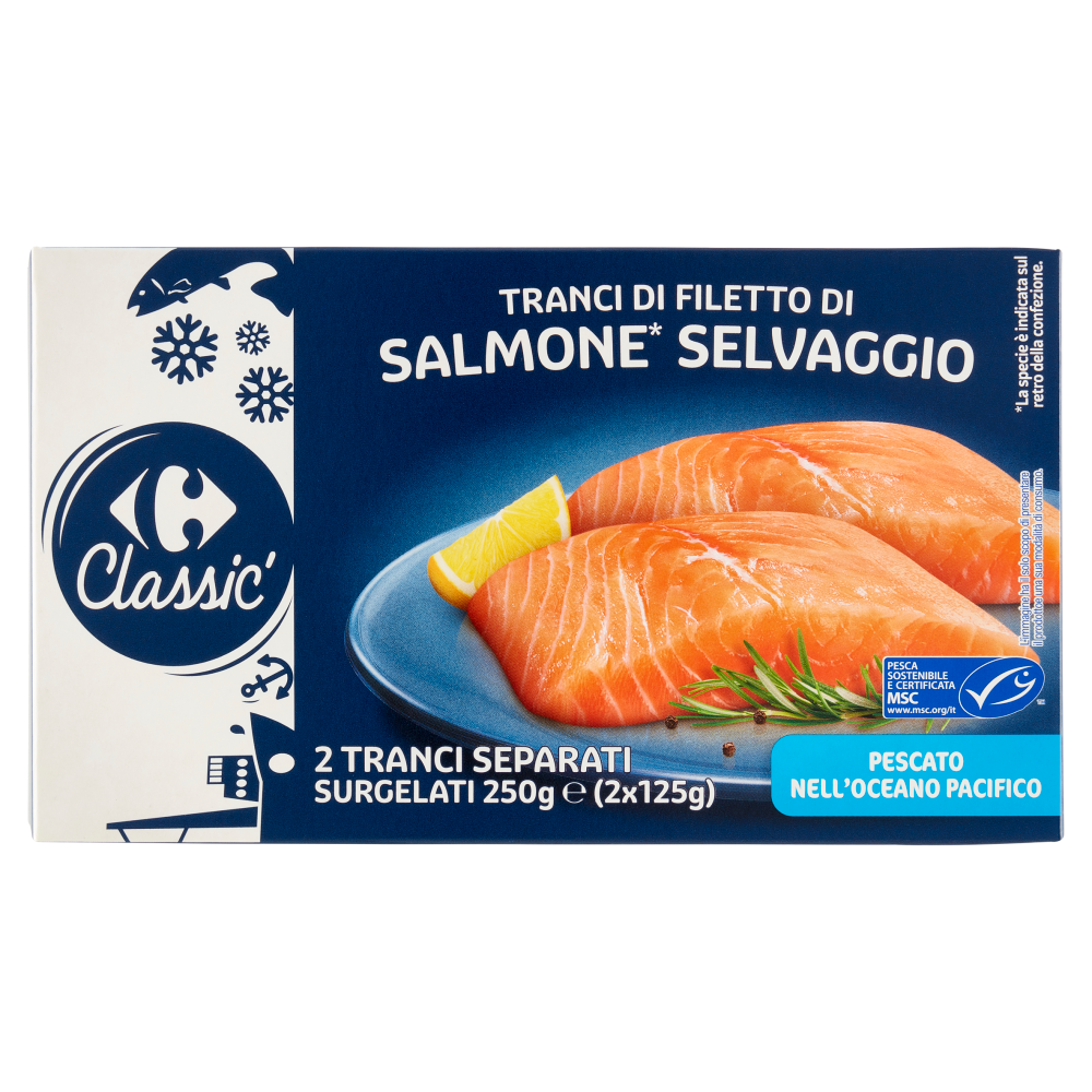 Carrefour Classic Tranci di Filetto di Salmone* Selvaggio Surgelati 2 x 125 g
